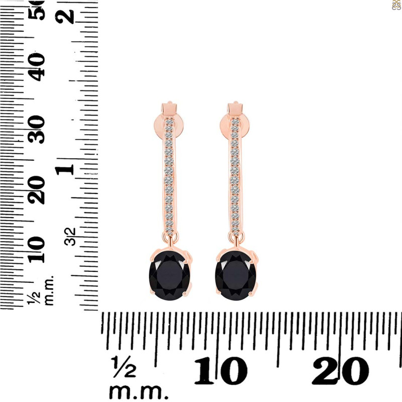 Black Tourmaline & White Topaz Hoop Earring BLS-RDE-1469.