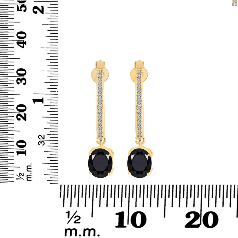 Black Tourmaline & White Topaz Hoop Earring BLS-RDE-1469.