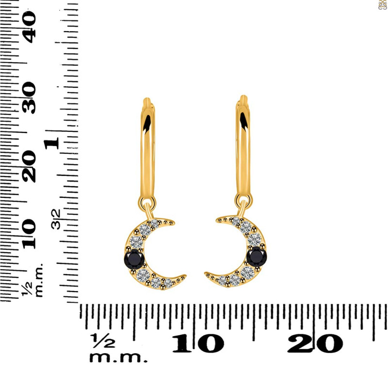 Black Tourmaline & White Topaz Hoop Earring BLS-RDE-1471.