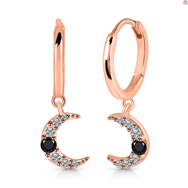 Black Tourmaline & White Topaz Hoop Earring BLS-RDE-1471.