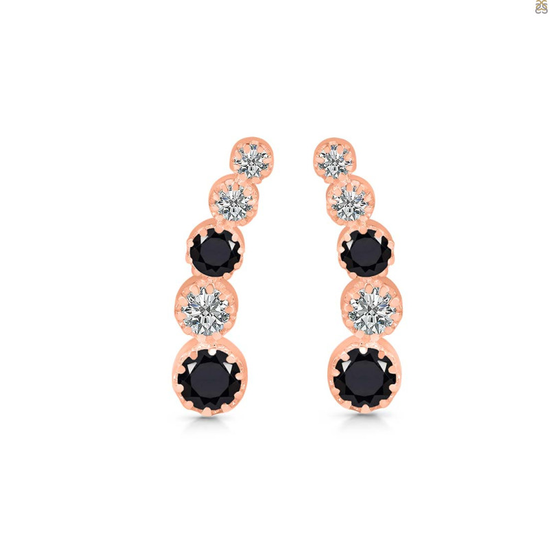 Black Tourmaline & White Topaz Stud Earring BLS-RDE-1472.