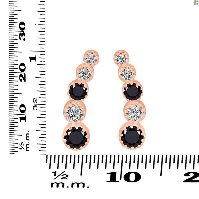 Black Tourmaline & White Topaz Stud Earring BLS-RDE-1472.
