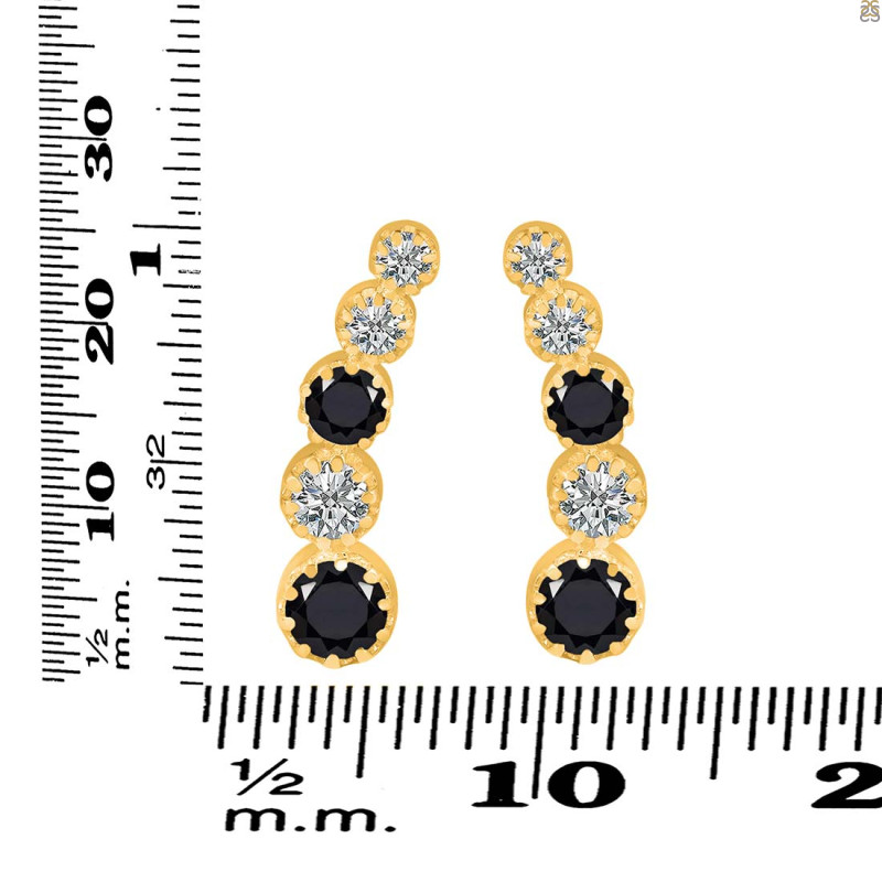 Black Tourmaline & White Topaz Stud Earring BLS-RDE-1472.