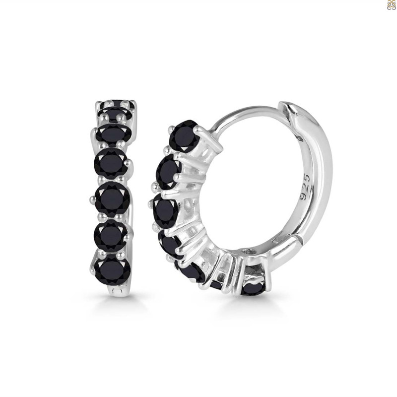 Black Tourmaline Hoop Hoop Earring