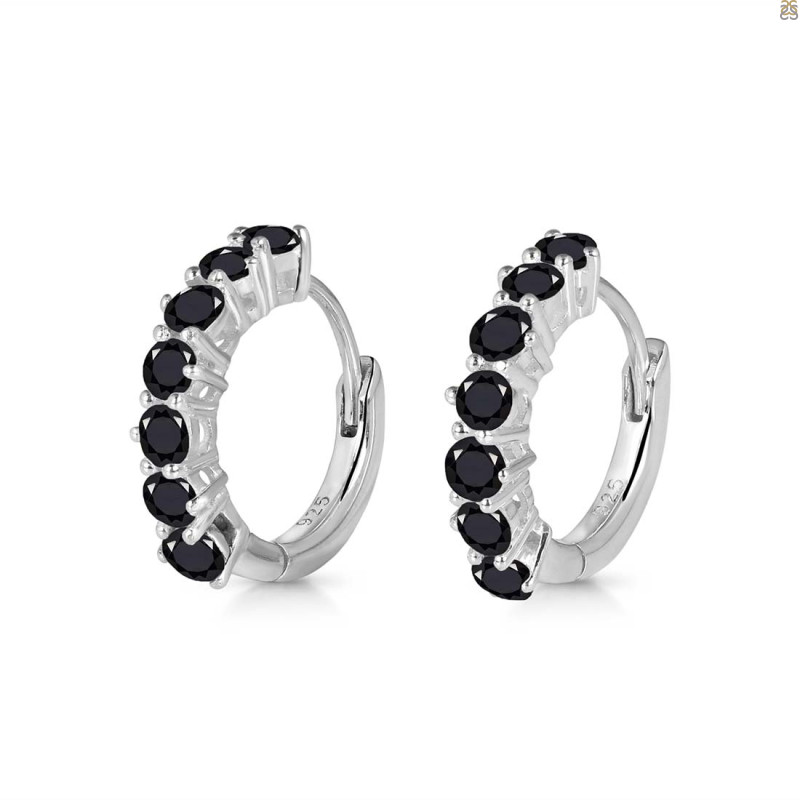 Black Tourmaline Hoop Hoop Earring BLS-RDE-1473.