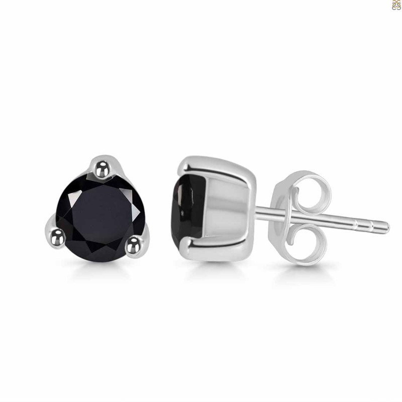 Black Tourmaline Stud Earring