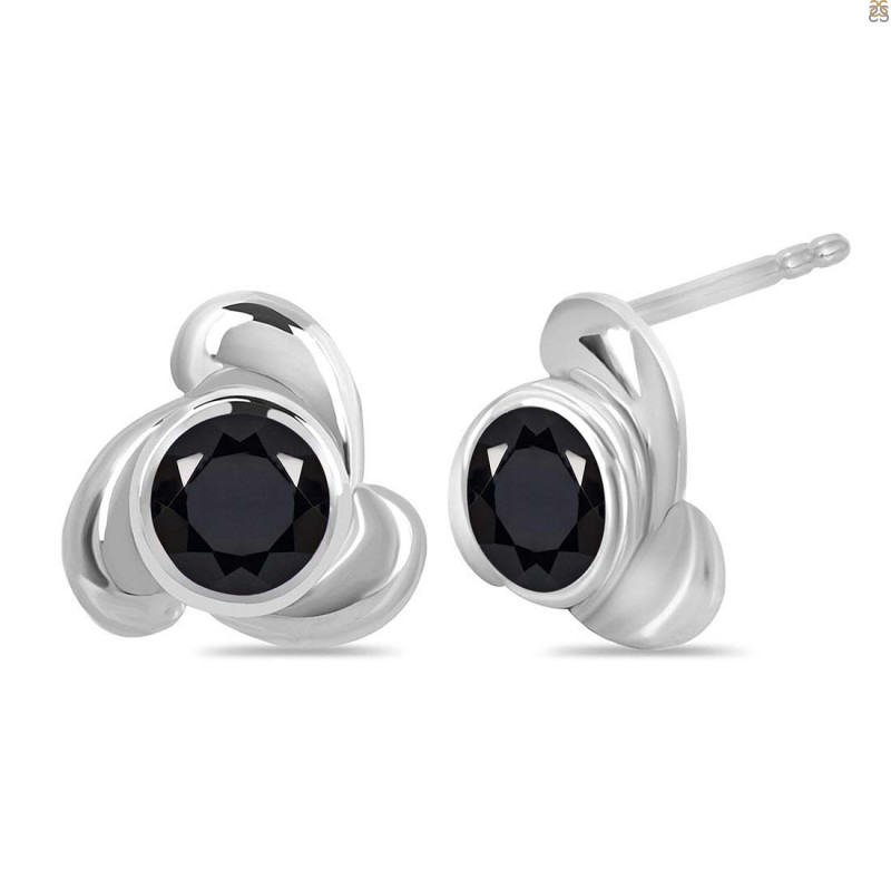 Black Tourmaline Stud Earring