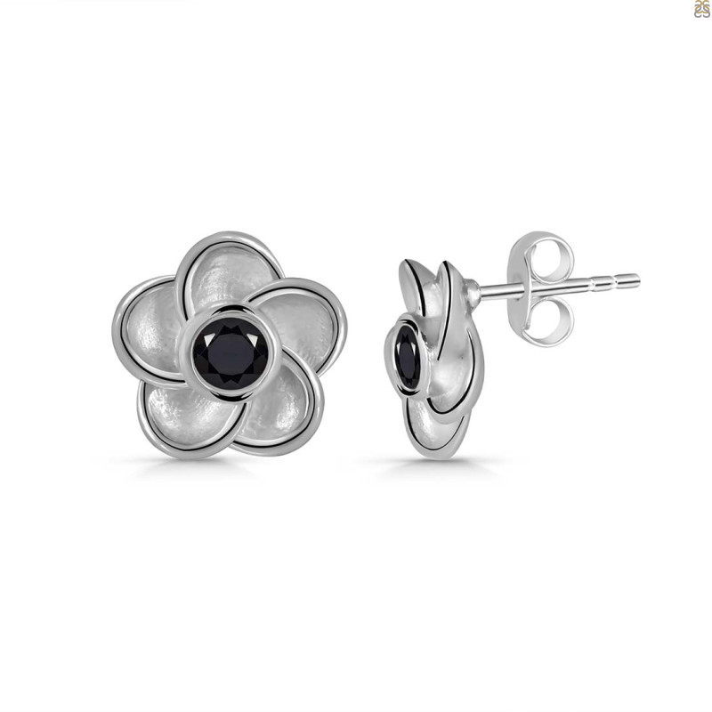 Black Tourmaline Stud Earring