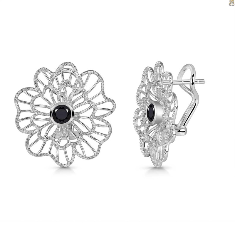 Black Tourmaline Stud Earring