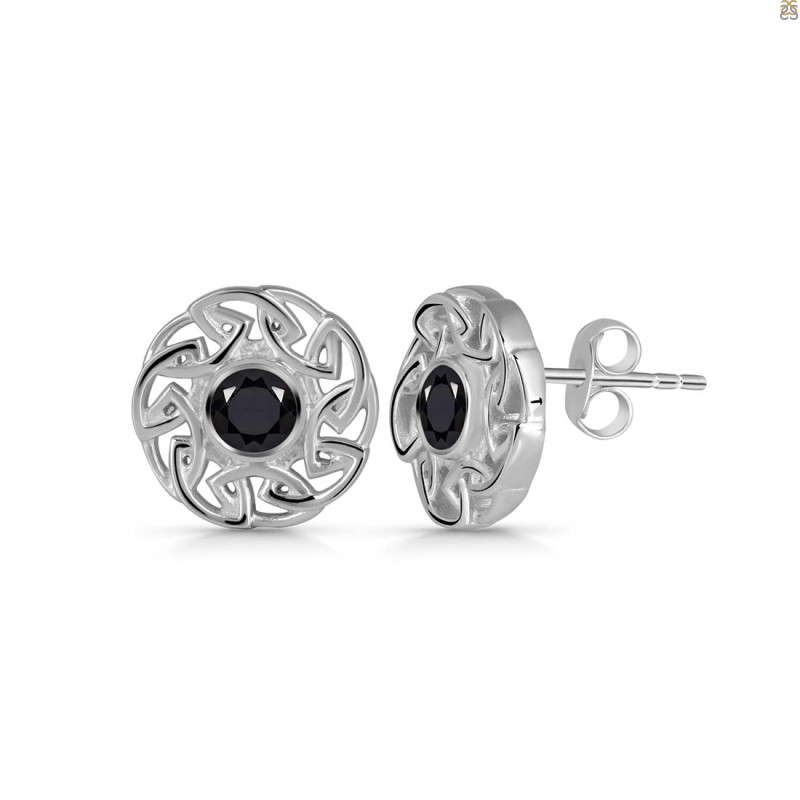 Black Tourmaline Stud Earring