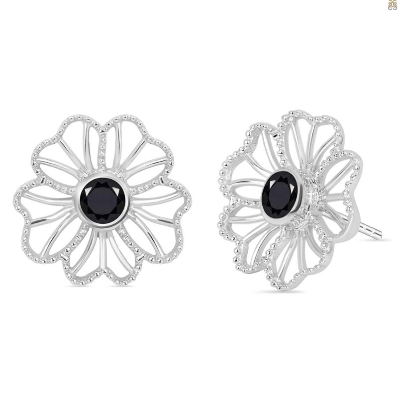 Black Tourmaline Stud Earring