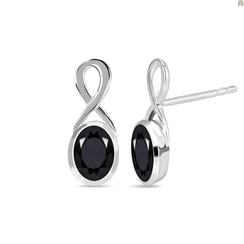 Black Tourmaline Stud Earring