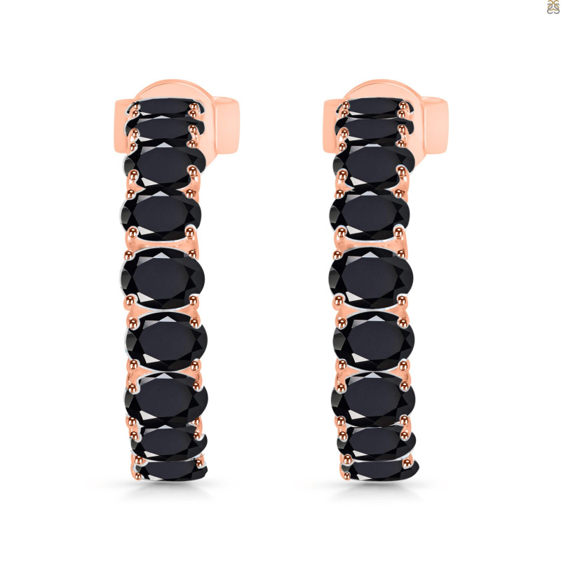 Black Tourmaline Hoop Earring BLS-RDE-975.