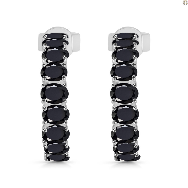 Black Tourmaline Hoop Earring BLS-RDE-975.