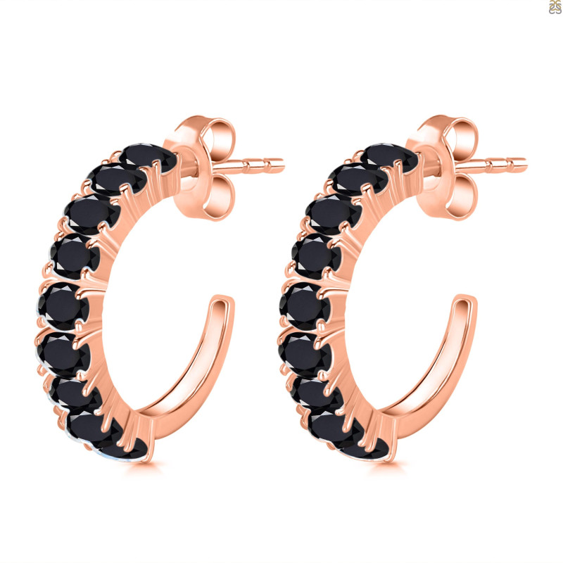 Black Tourmaline Hoop Earring BLS-RDE-975.