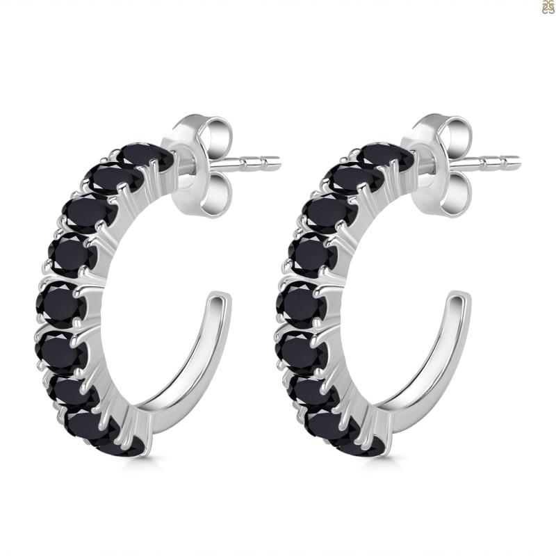 Black Tourmaline Hoop Earring