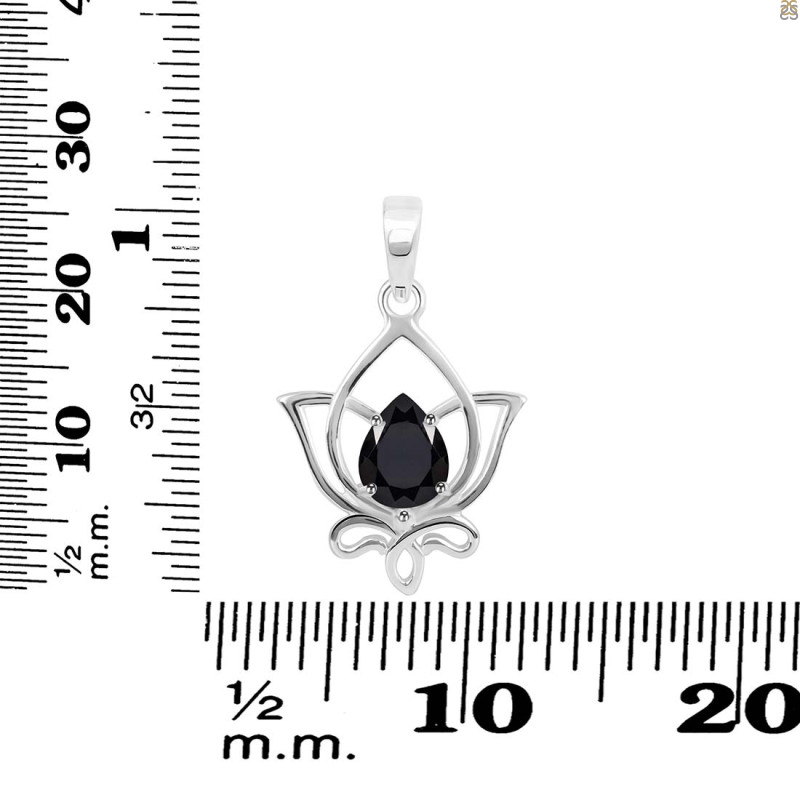 Black Tourmaline Lotus Pendant BLS-RDEP-877.