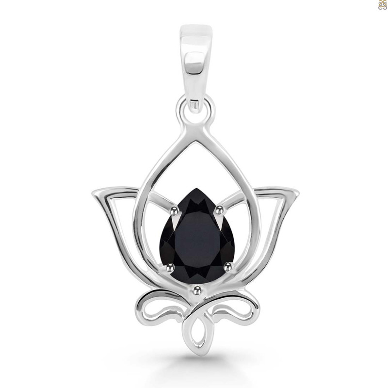 Black Tourmaline Lotus Pendant BLS-RDEP-877.