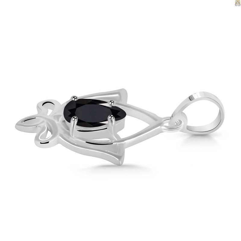 Black Tourmaline Lotus Pendant BLS-RDEP-877.