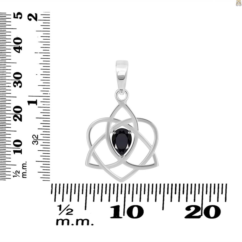 Black Tourmaline Triquetra Heart Knot Pendant BLS-RDEP-880.