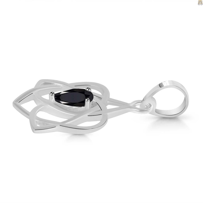 Black Tourmaline Triquetra Heart Knot Pendant BLS-RDEP-880.