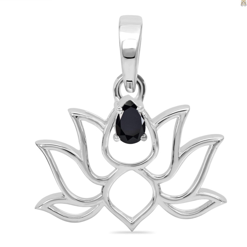 Black Tourmaline Lotus Pendant BLS-RDN-156-A.