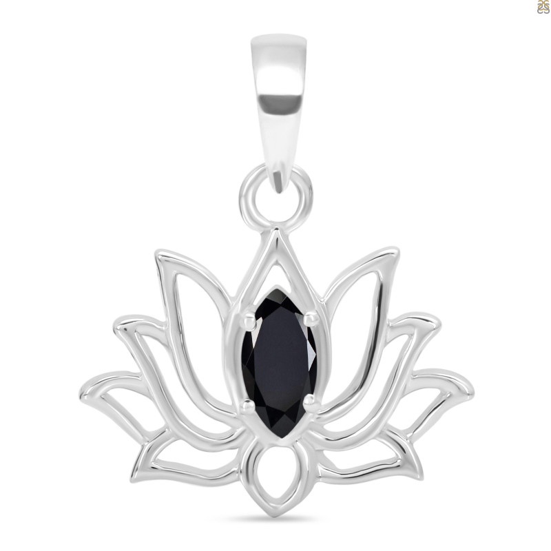 Black Tourmaline Lotus Pendant BLS-RDN-166.