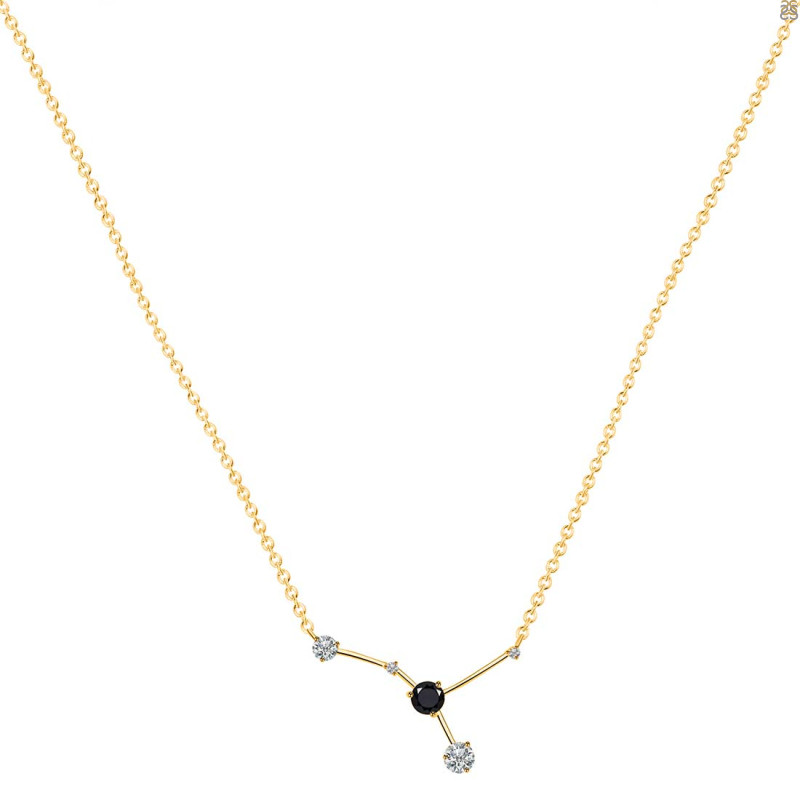 cancer Zodiac Star Constellation Black Tourmaline & White Topaz Necklace BLS-RDN-486.