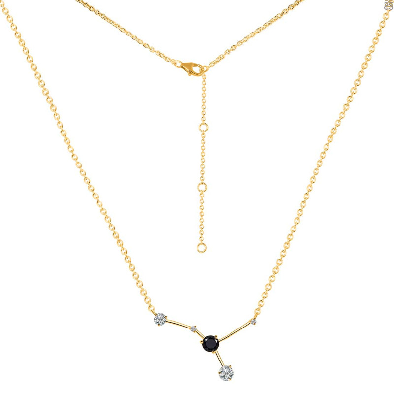 cancer Zodiac Star Constellation Black Tourmaline & White Topaz Necklace BLS-RDN-486.