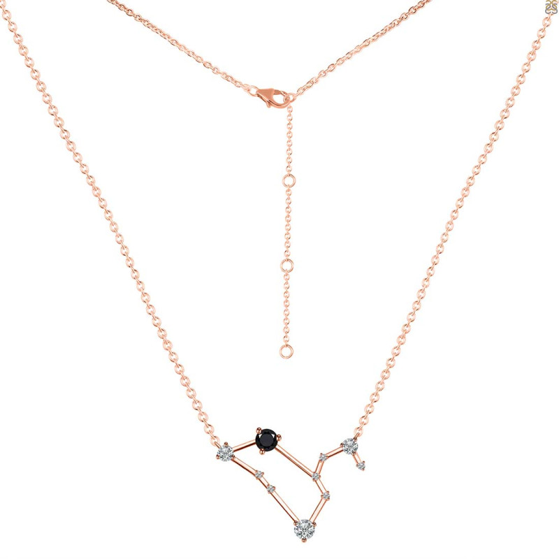 Leo Zodiac Star Constellation Black Tourmaline & White Topaz Necklace BLS-RDN-493.