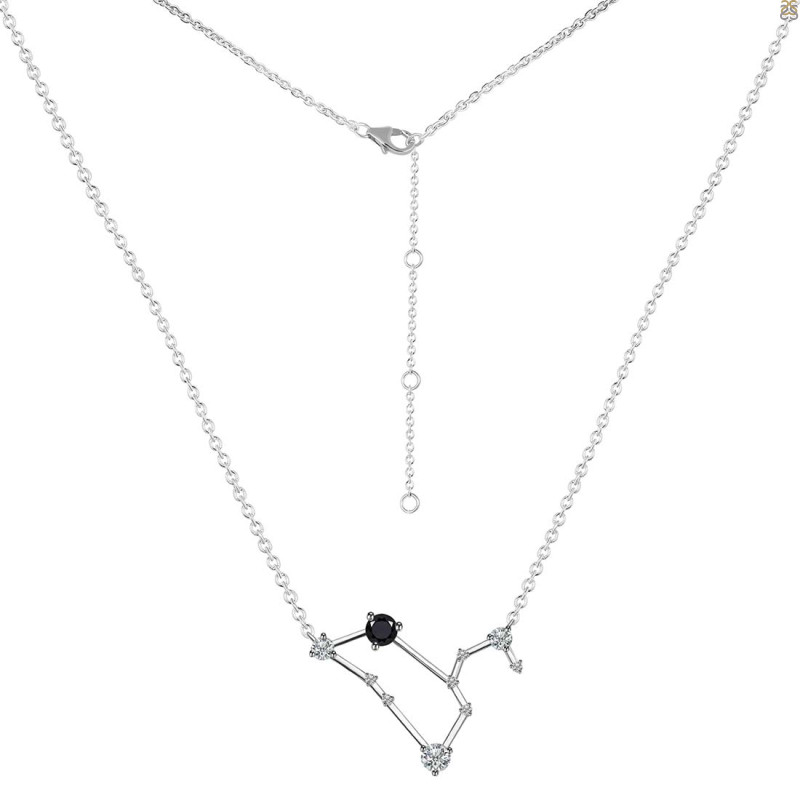 Leo Zodiac Star Constellation Black Tourmaline & White Topaz Necklace