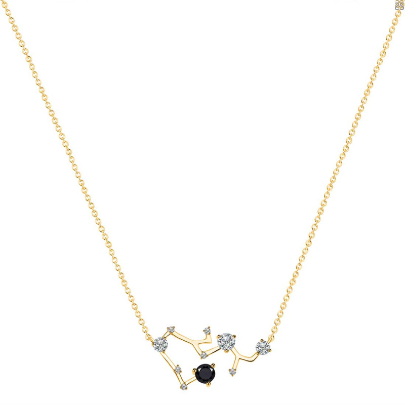 Sagittarius Zodiac Star Constellation Black Tourmaline & White Topaz Necklace BLS-RDN-496.