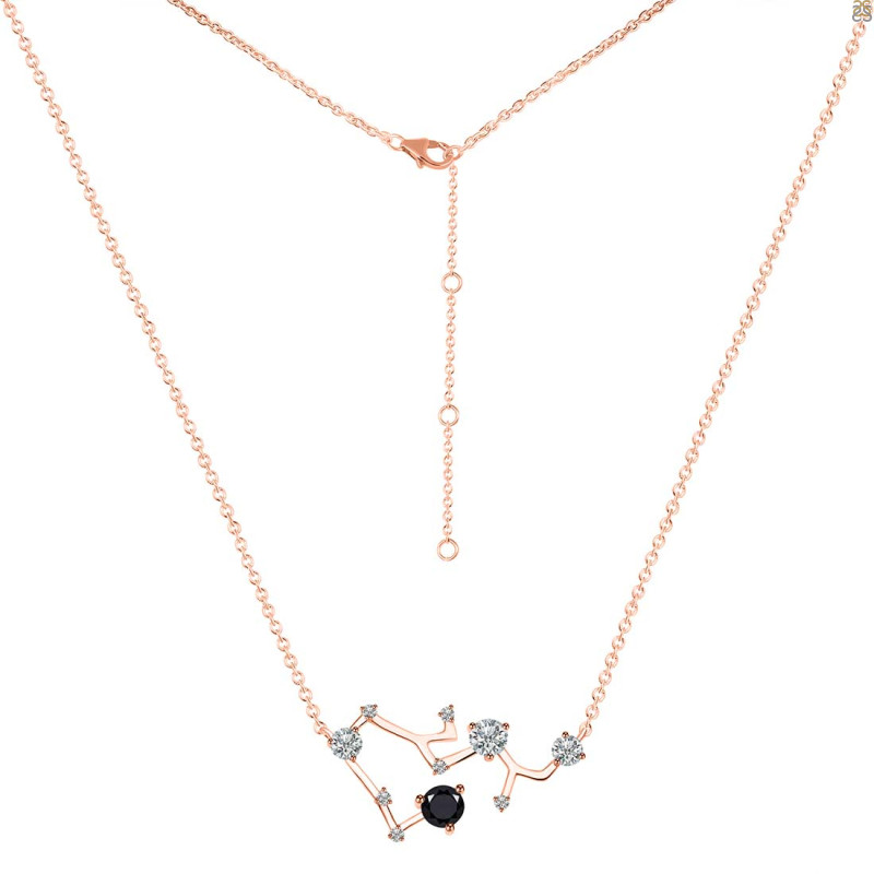 Sagittarius Zodiac Star Constellation Black Tourmaline & White Topaz Necklace BLS-RDN-496.