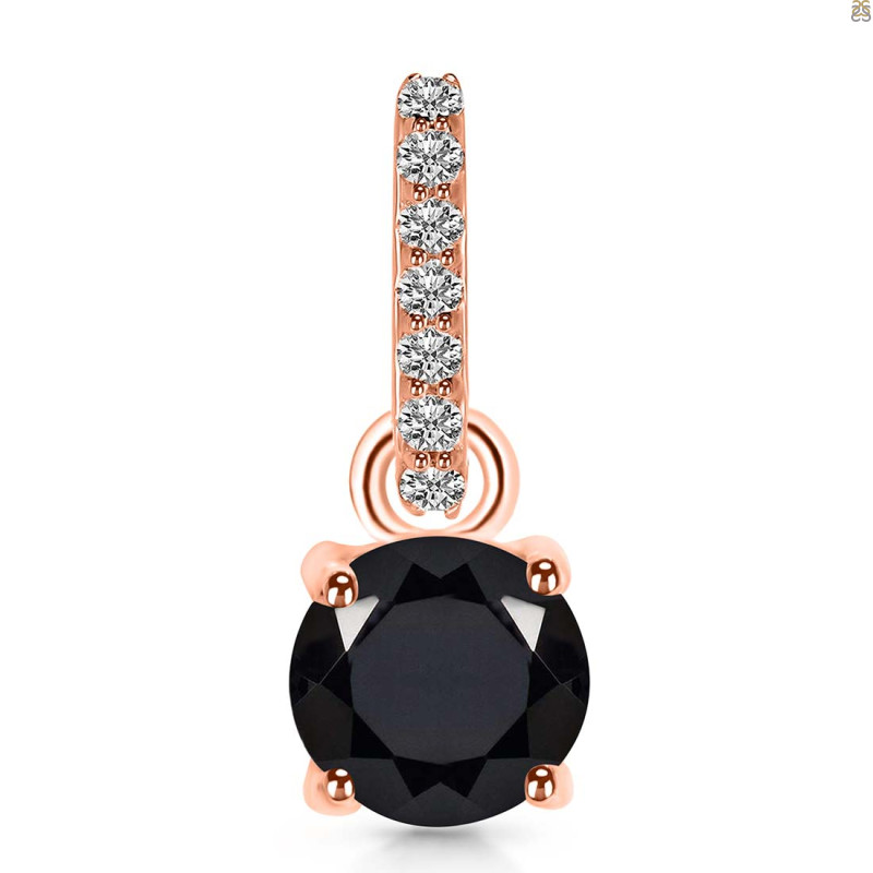 Black Tourmaline & White Topaz Pendant BLS-RDP-549-CZ-LOOP.