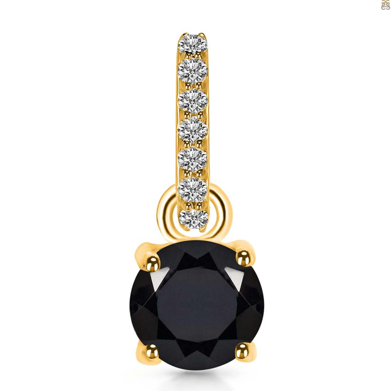 Black Tourmaline & White Topaz Pendant BLS-RDP-549-CZ-LOOP.