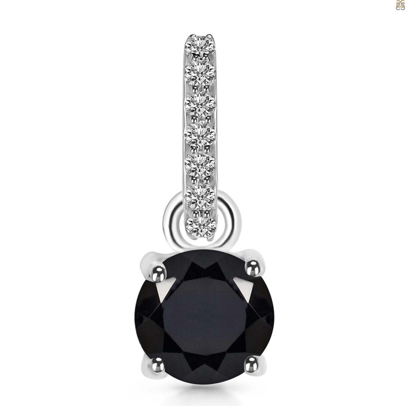Black Tourmaline & White Topaz Pendant BLS-RDP-549-CZ-LOOP.