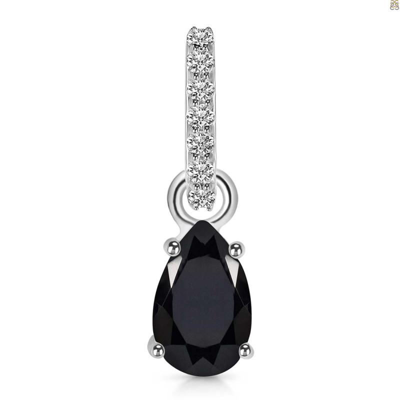 Black Tourmaline & White Topaz Pendant BLS-RDP-550-CZ-LOOP.