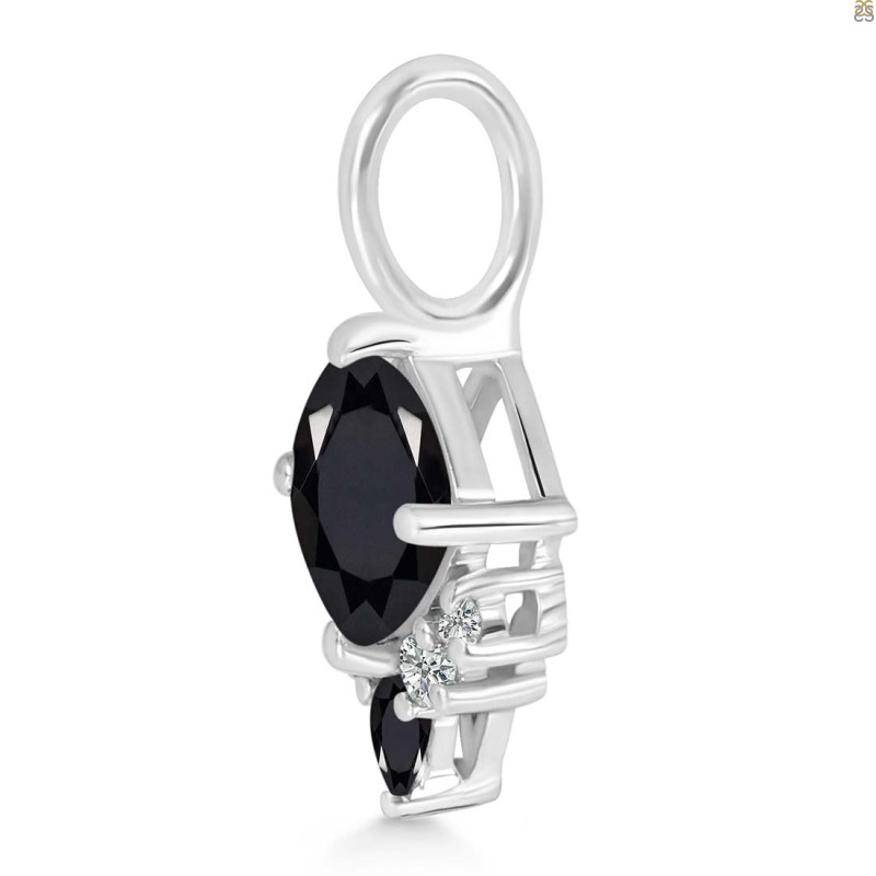 Black Tourmaline & White Topaz Pendant