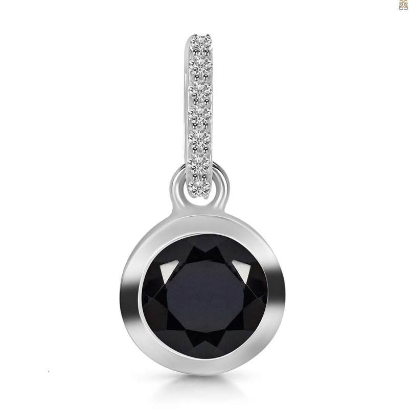 Black Tourmaline & White Topaz Pendant BLS-RDP-742-CZ-LOOP.