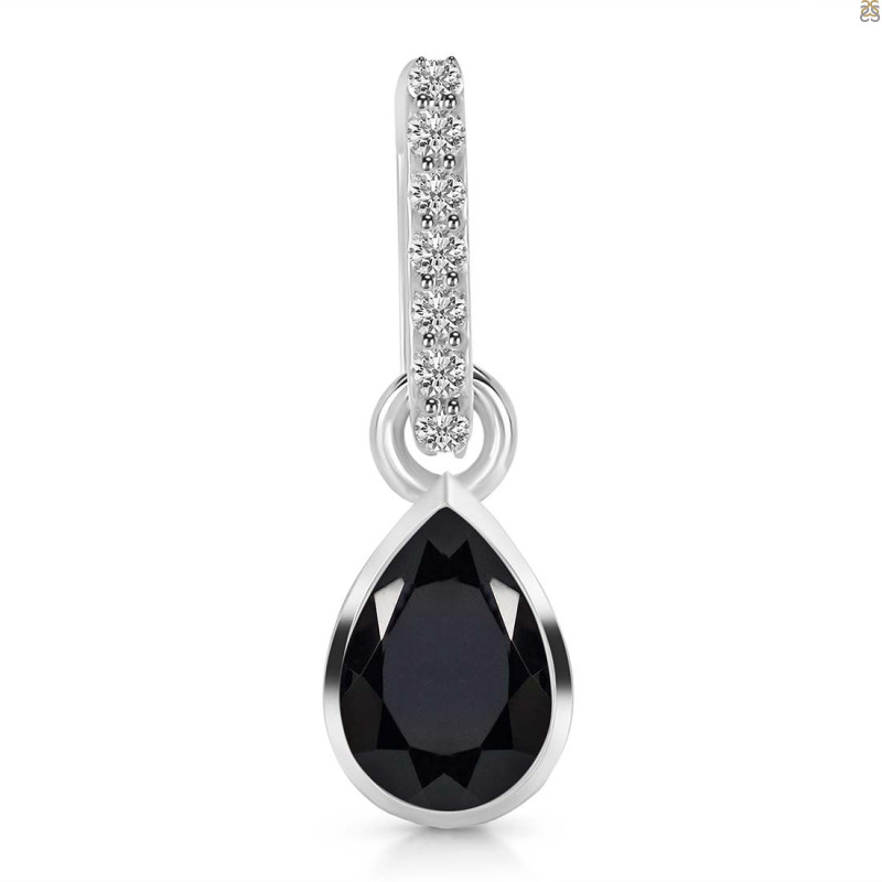 Black Tourmaline & White Topaz Pendant BLS-RDP-779-CZ-LOOP.