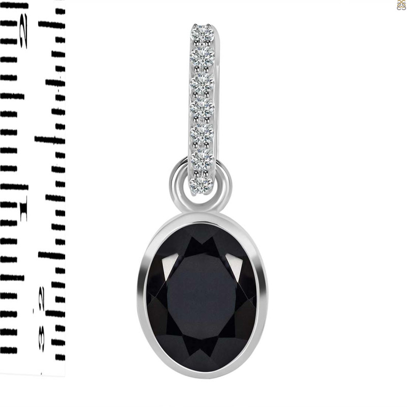 Black Tourmaline & White Topaz Pendant BLS-RDP-792-CZ-LOOP.