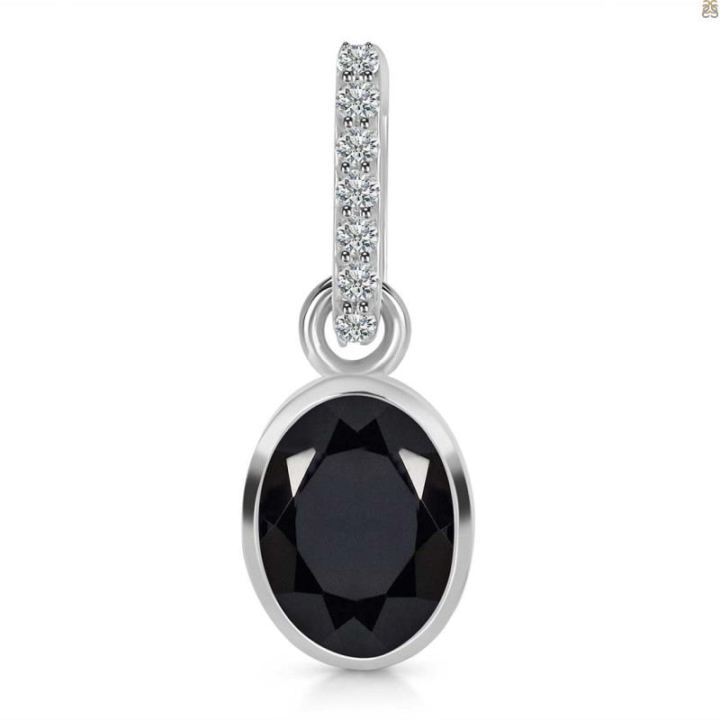 Black Tourmaline & White Topaz Pendant BLS-RDP-792-CZ-LOOP.