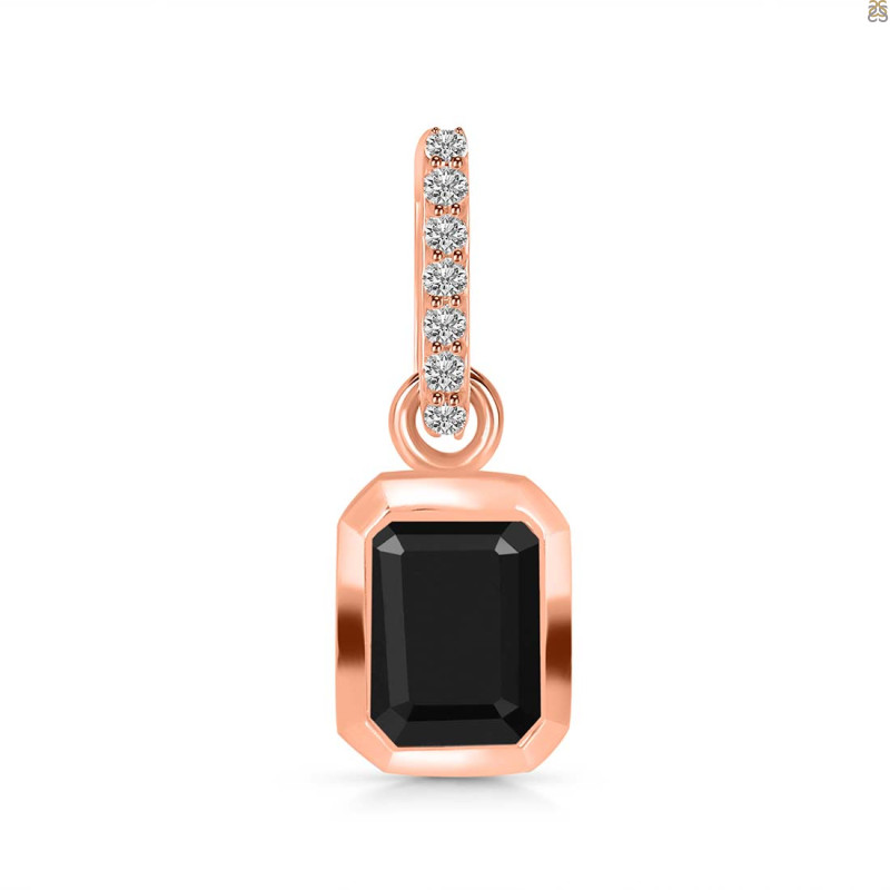 Black Tourmaline & White Topaz Pendant BLS-RDP-954-CZ-LOOP.