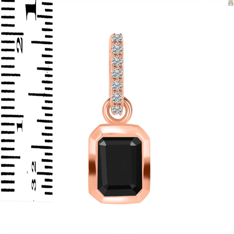 Black Tourmaline & White Topaz Pendant BLS-RDP-954-CZ-LOOP.