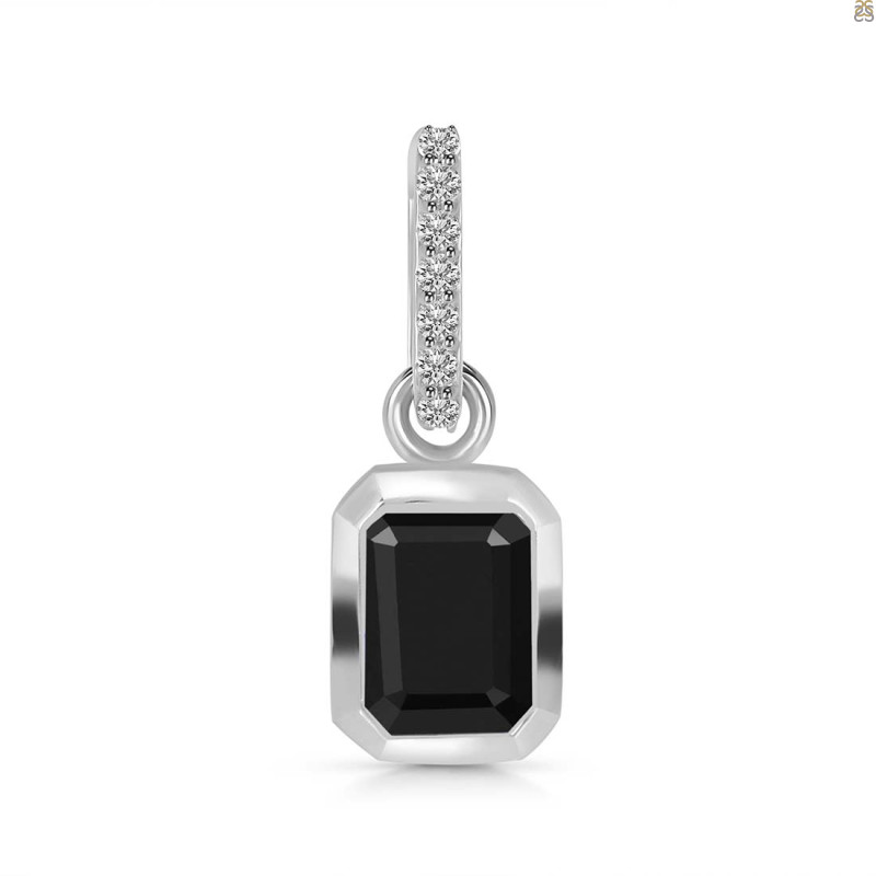 Black Tourmaline & White Topaz Pendant BLS-RDP-954-CZ-LOOP.