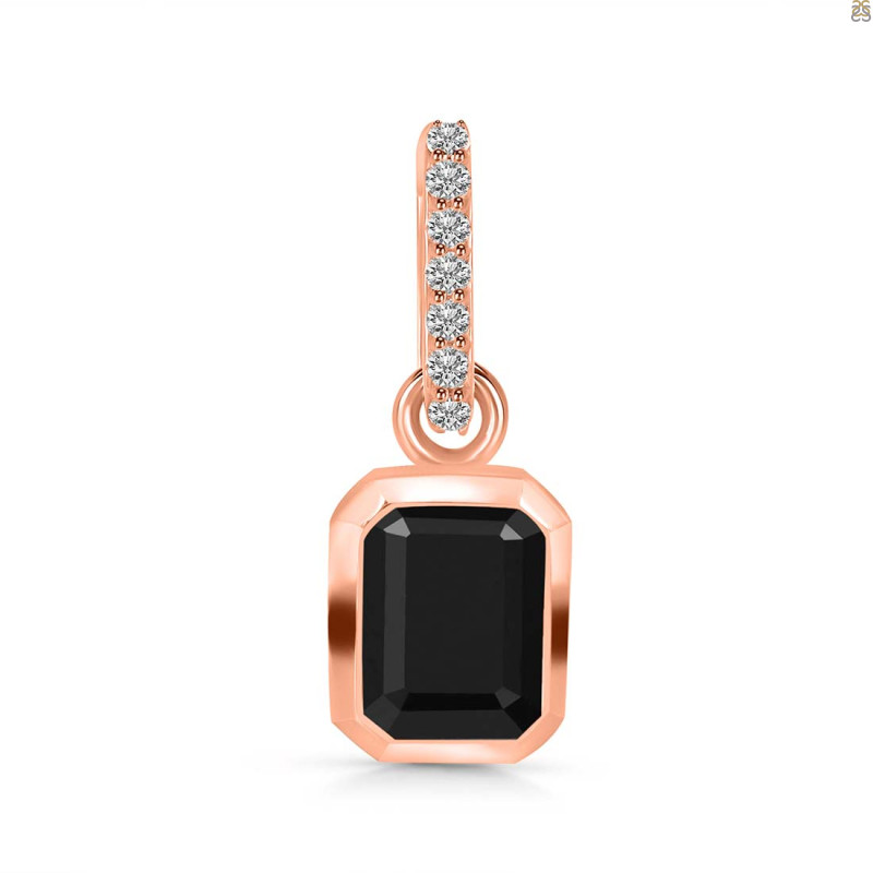 Black Tourmaline & White Topaz Pendant BLS-RDP-955-CZ-LOOP.
