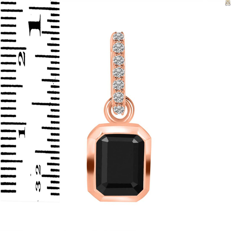 Black Tourmaline & White Topaz Pendant BLS-RDP-955-CZ-LOOP.
