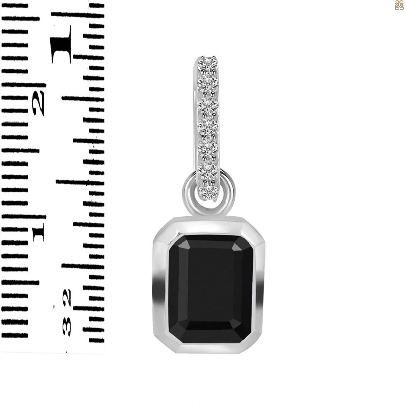 Black Tourmaline & White Topaz Pendant BLS-RDP-955-CZ-LOOP.