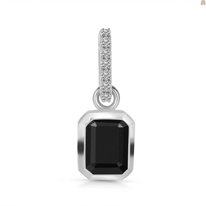 Black Tourmaline & White Topaz Pendant BLS-RDP-955-CZ-LOOP.