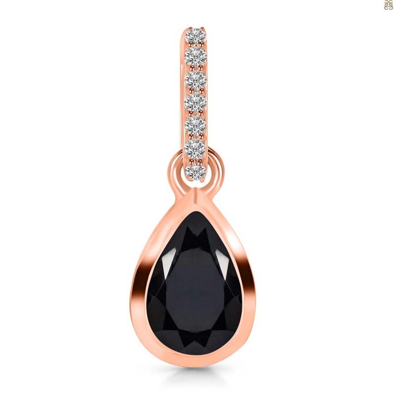 Black Tourmaline & White Topaz Pendant BLS-RDP-956-CZ-LOOP.
